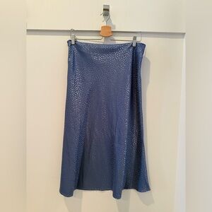 Satin Blue Patterned Skirt in XL